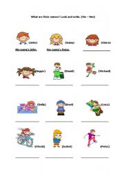 English Worksheet: His - Her name