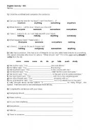 English worksheet: Indefinite pronouns / Should