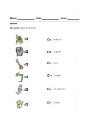 English Worksheet: Animals