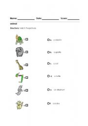 English worksheet: Animals