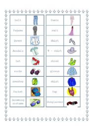 English Worksheet: Clothes Domino