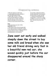 English worksheet: Disappearing sentence