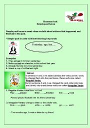 English worksheet: past simple tense 