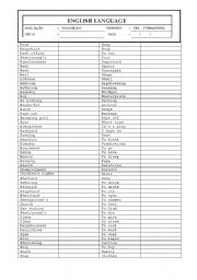 English worksheet: vocabulary