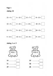 English worksheet: adding 10