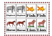 English worksheet: Animals Pairs Game (1 of 3 set)