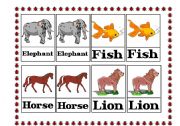 English Worksheet: Animals Pairs Game (1 of 3 set)