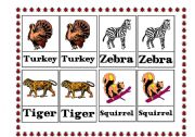 English Worksheet: Animals Pairs Game (2 of 3 set)