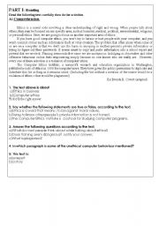 English Worksheet: ethics