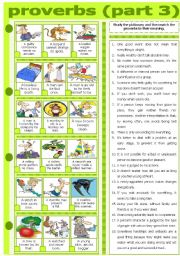 English Worksheet: PROVERBS - PART 3