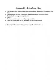 English worksheet: Lesson Plan Song in Class 2/8