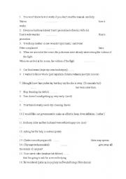 English Worksheet: maturity exam- grammar
