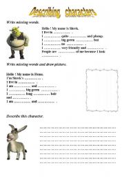 English Worksheet: describing characters