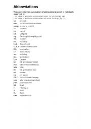 English Worksheet: Abbreviations