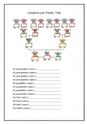 English worksheet: Complete your Family tree