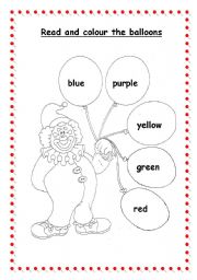 English Worksheet: Colour the balloons