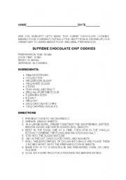 English Worksheet: Chocolate Cookie