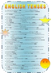 English Worksheet: English Tenses - revision exercise / test