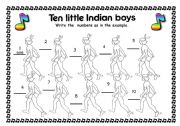 English Worksheet: Song: Ten little indian boys