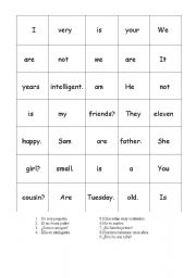 English Worksheet: to be sentences