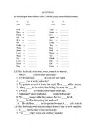 English Worksheet: PAST TENSE