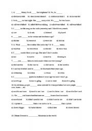 English Worksheet: PAST TENSE, IF CLAUSES, COMPARATIVES,SUPERLATIVES,USED TO, CAN /COULD