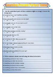 English Worksheet: Learning Present Perfect Tense