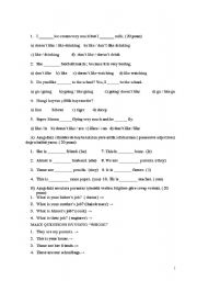 English worksheet: LIKE,DISLIKE,WHOSE,POSSESSIVE ADJECTIVES