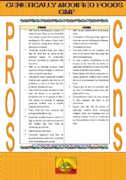 English Worksheet: GMF - Pros and Cons