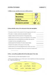 English worksheet: cooperative roles handout 2