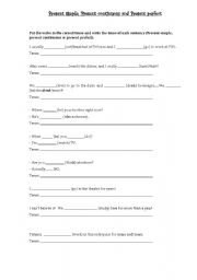 English Worksheet: Present tenses