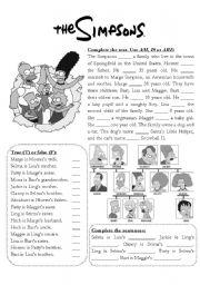 English Worksheet: The Simpsons family - fill in & true-false activity