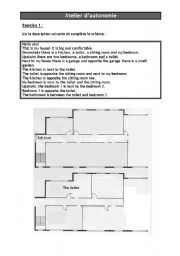 English Worksheet: Exercises about the rooms in the house