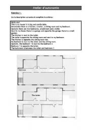 English worksheet: Exercises about the rooms in the house