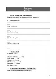 English Worksheet: possessive case exercises