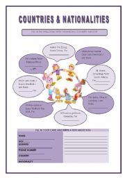 English Worksheet: COUNTRIES & NATIONALITIES