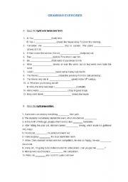 English Worksheet: Grammar Exercises with Answer Key