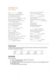 English Worksheet: Teaching with song - Im with you by Avril Lavigne