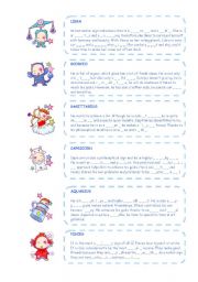 English Worksheet: Zodiac signs (part two) - personality adjectives