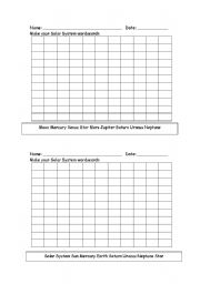 English worksheet: Planets-make your own word search