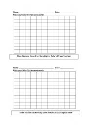 English Worksheet: Planets-make your own word search