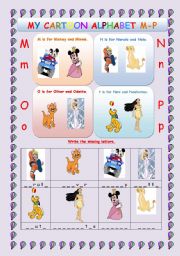 English Worksheet: ALPHABET: CARTOON ALPHABET BOOK M-P