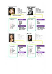 English Worksheet: Celebrities flash cards