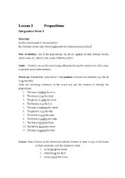 English worksheet: Prepositions lesson plan