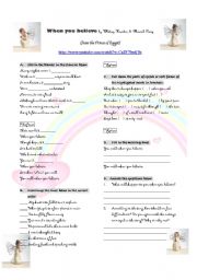 English Worksheet: When you believe by Mariah Carey and Whitney Houston