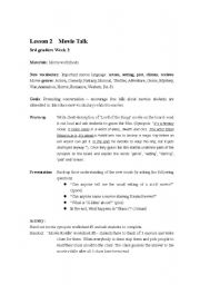 English Worksheet: Movie Talk- lesson plan