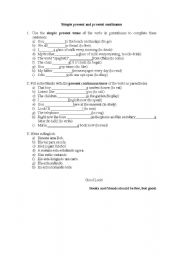 English Worksheet: Simple present and present continuous