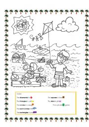 English Worksheet: Shapes and colors with Blue