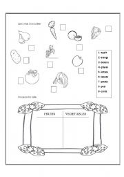 English Worksheet: Fruits and Vegetables