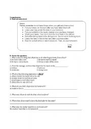 English Worksheet: Comprehension